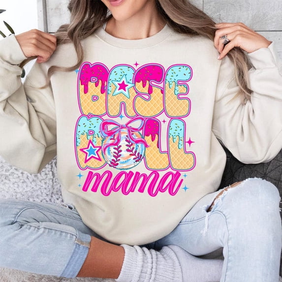 Baseball Mama Sweatshirt, Coquette Baseball Mama Sweatshirt, Baseball Ice Cream Sweatshirt, Game Day Baseball Sweatshirt, Baseball Mom Sweatshirt, Baseball Drip Sweatshirt