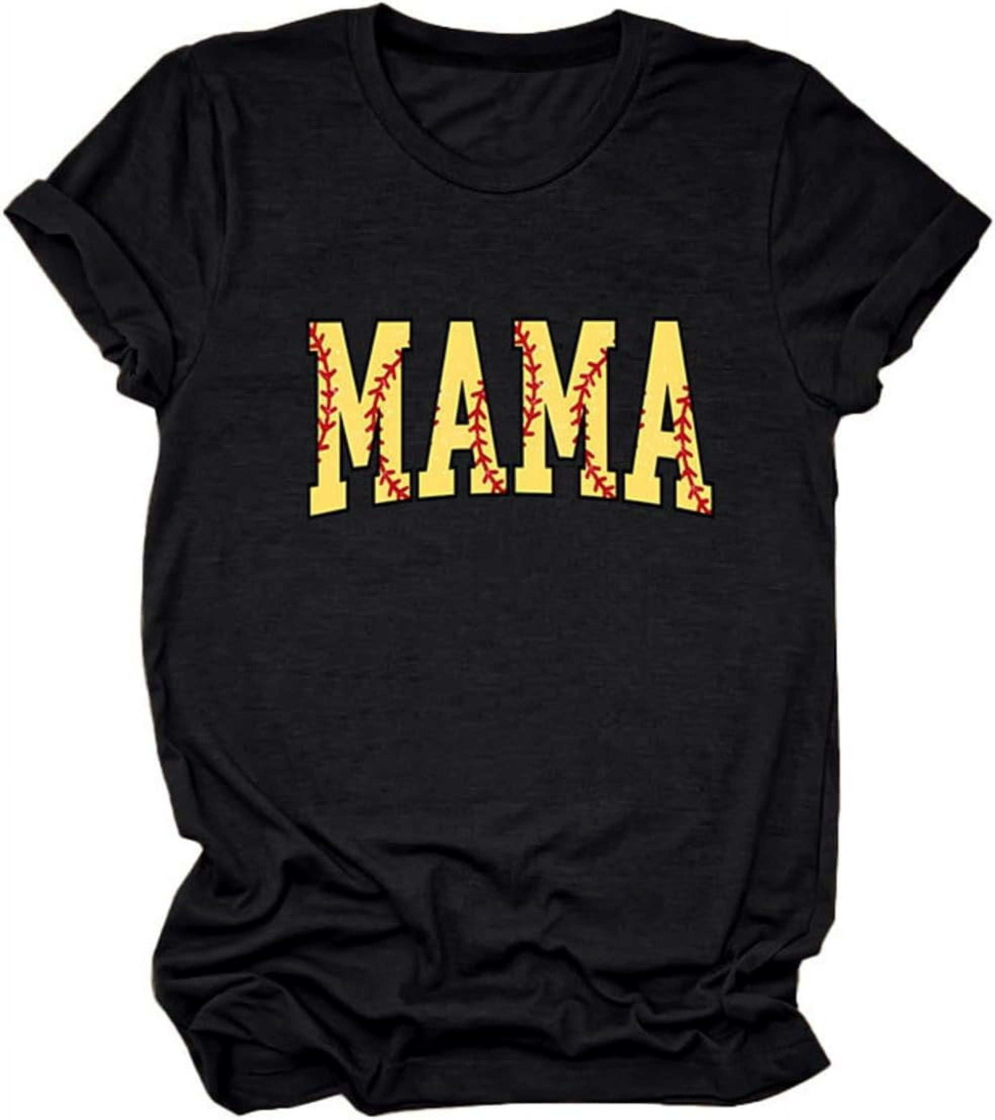 Baseball Mama T-Shirt - Funny Graphic Tee For Baseball Moms, Women's Casual Cotton Top