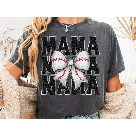 Baseball Mama T-Shirt, Checkered Coquette Bow Game Day Tee, Team Spirit Shirt for Sports Moms, Cute Baseball Mom Outfit for Game Day