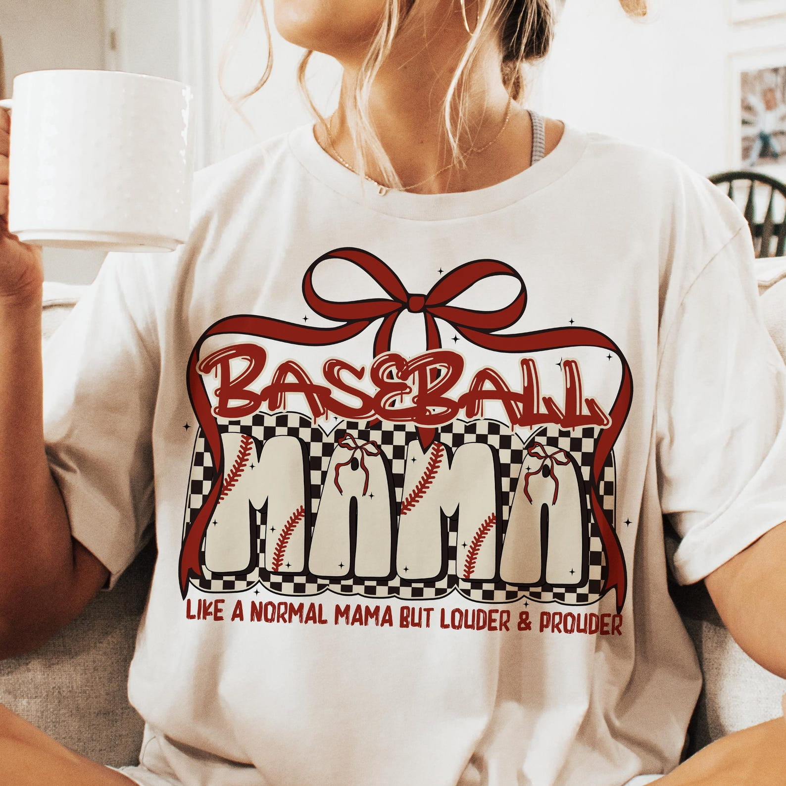 Baseball Mama T-Shirt, Coquette Bow Mom Tee, Cheer Mom Game Day Shirt, Sports Mom Outfit, Cute Baseball Game Shirt