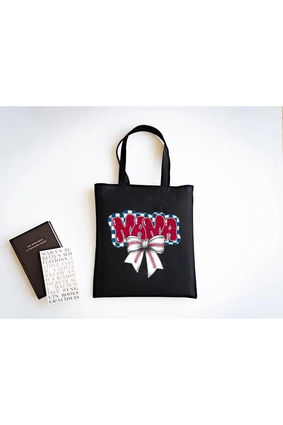 Baseball Mama Tote Bag for Mother's Day with Bow Design, a gift just for you