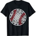 thumbnail image 1 of Baseball Mandala Cool Sports Player Fan Pitcher Catcher T-Shirt Black 3X-Large, 1 of 4