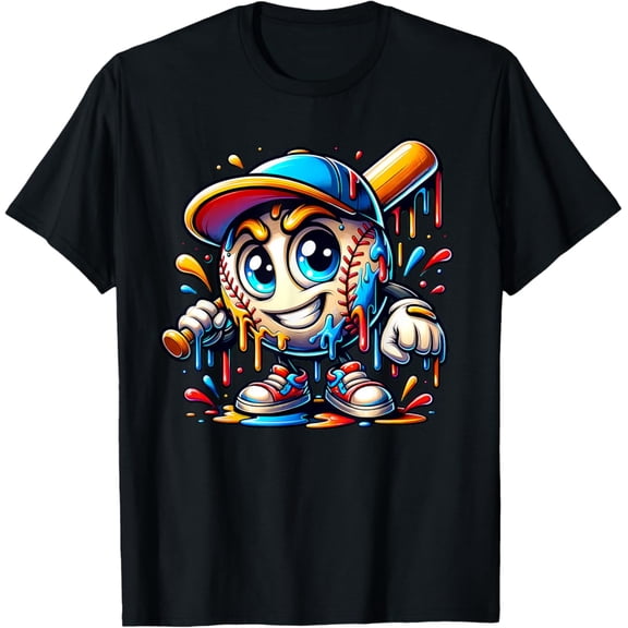 Baseball Mascot Drip Baseball Ice Cream Drip T-Shirt