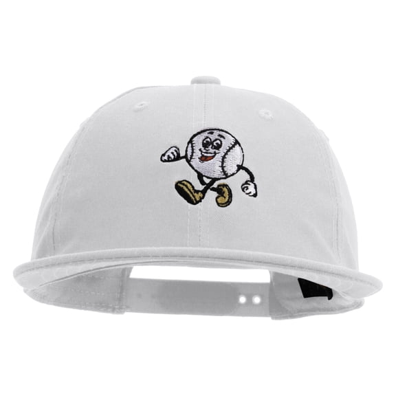 Baseball Mascot Embroidered Unconstructed High Profile Cotton Flat Bill Cap - White OSFM
