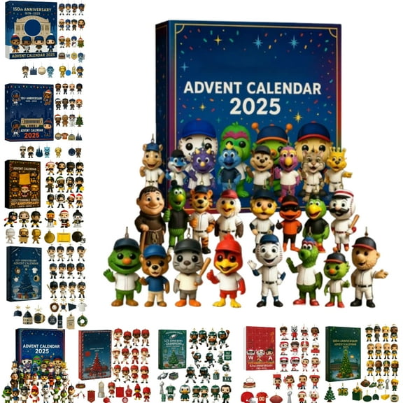 Baseball Mascots Anniversary Advent Calendar 2025 · 24 Day Countdown with Mini Collectible Player Figures, Stadium & Trophy Keepsakes, Holiday Gift for Fans and Collectors(B)
