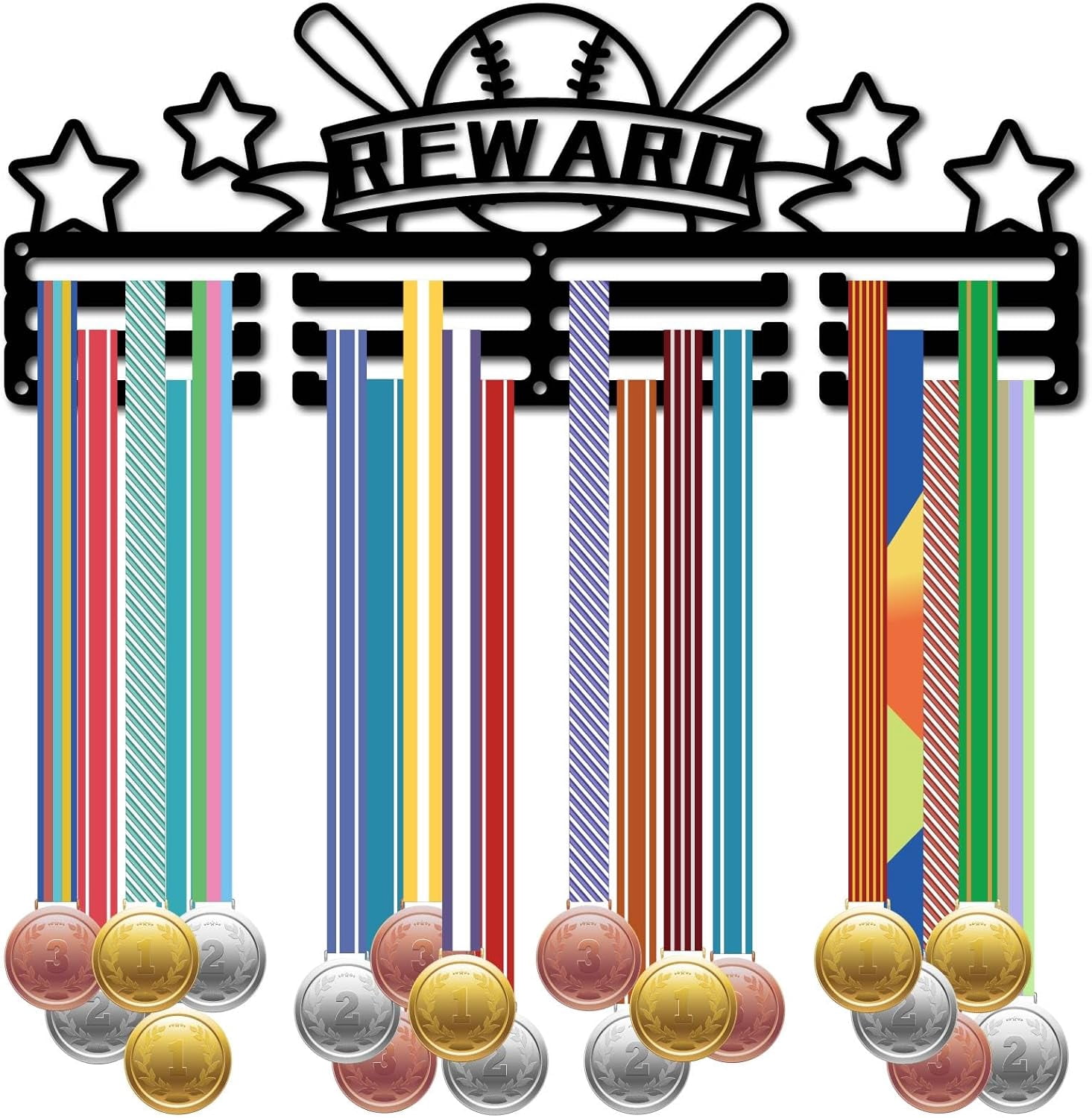 Baseball Medal Hanger Sports Medal Holder Display Award Reward Ribbons ...