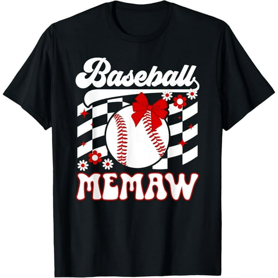 Baseball Memaw Groovy Memaw Of A Baseball Player Memaw T-Shirt Unisex S-5XL Hot Trending Shirt, Vintage Birthday Gift