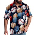 thumbnail image 1 of Baseball Men's Casual Poplin Printed Button Down Short Sleeve Summer Beach Shirts - Unisex, 1 of 6