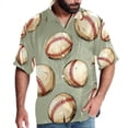 thumbnail image 1 of Baseball Men's Casual Printed Button Down Short Sleeve Poplin Hawaiian Beach Shirt with Spread Collar Tops, 1 of 6