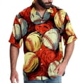 thumbnail image 1 of Baseball Men's Hawaiian Poplin Casual Printed Button Down Short Summer Beach Shirts, Unisex, 1 of 6