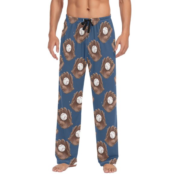 Baseball Men's Pajama Pants Lightweight Pjs Bottoms Sleepwear Bottom Pants with Pocket Drawstring