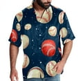 thumbnail image 1 of Baseball Men's Poplin Shirt, Casual Short Sleeve Printed Button Down Summer Beach Unisex Shirts, 1 of 6