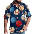thumbnail image 1 of Baseball Men's Short Sleeve Casual Printed Button Down Beach Shirts Hawaiian Style Unisex Summer Shirt, 1 of 6