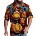 thumbnail image 1 of Baseball Men's Short Sleeve Hawaiian Beach Shirts, Casual Printed Button Down Spread Collar Tops, Summer Unisex Style, 1 of 6