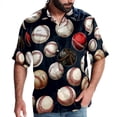 thumbnail image 1 of Baseball Men's Short Sleeve Spread Collar Hawaiian Shirts, Casual Printed Button Down Summer Beach Tops, Unisex Men's Shirts, 1 of 6