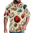 thumbnail image 1 of Baseball Men's Short Sleeve Spread Collar Poplin Button Down Casual Printed Summer Beach Unisex Shirts, 1 of 6