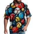thumbnail image 1 of Baseball Men's Short Sleeve Spread Collar Tops, Casual Button Down Shirts, Printed Summer Beach Shirts, Unisex, 1 of 6