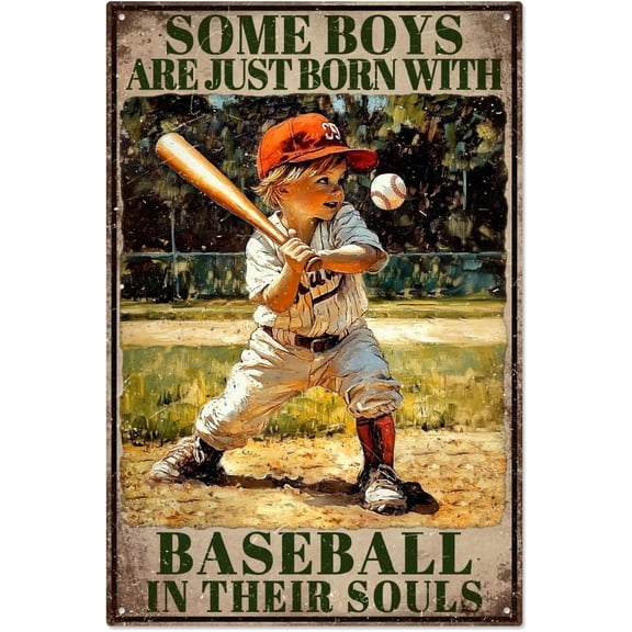 Baseball Metal Tin Sign Baseball Sports Retro Tin Sign Hanging Decor for Bedroom Home Bar Kitchen Baseball Poster Man Cave Bar Pub Club Wall Plaque Decor Baseball Fans Gifts 11.81x7.87 Inch