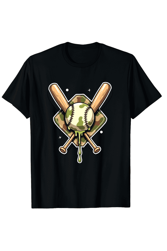 Baseball Mom Camo Home Plate Slime Bats Graphic Short Sleeve T-Shirt For Women Men Gifts