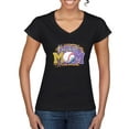 thumbnail image 1 of Baseball Mom Cheetah Glitter Sports Womenâ€™s Standard V-Neck Tee, Black, X-Large, 1 of 5