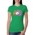 thumbnail image 1 of Baseball Mom Cheetah Glitter Sports Womens Slim Fit Junior Tee, Kelly, Large, 1 of 5