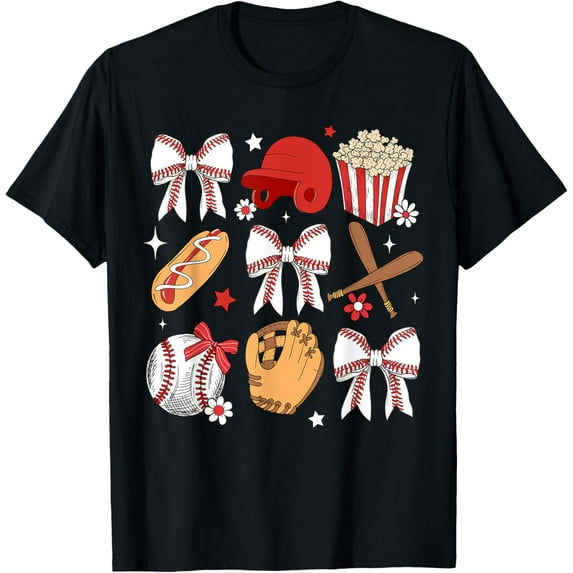 Baseball Mom Coquette Mothers Day Women Girls Baseball Mama T-Shirt Unisex S-5XL Hot Trending Shirt, Vintage Birthday Gift