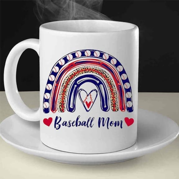 Baseball Mom From Daughter Son Coffee Mug Rainbow Baseball Print Baseball Mama Baseball Player Gifts White Ceramic 11 15 Oz Tea Cup Gifts For Sport Lovers On Birthday Christmas