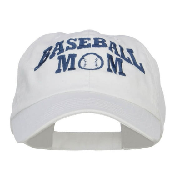 Baseball Mom Embroidered Low Profile Cap - White OSFM