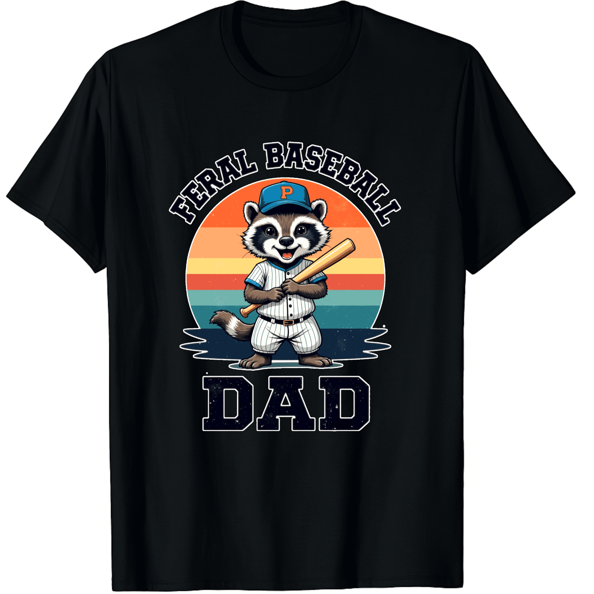 Baseball Mom Feral Dad Raccoon Jersey Animal Graphic Short Sleeve T ...