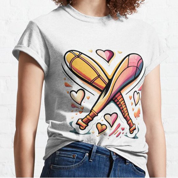 Baseball Mom Heart And Bat Design Classic T-shirt