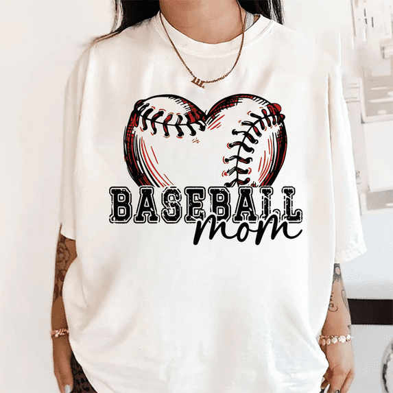 Baseball Mom Heart Graphic T-Shirt