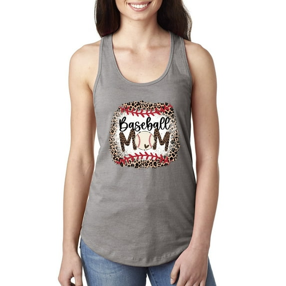 Baseball Mom Jaguar Print Sports Ladies Racerback Tank Top, Heather Grey, X-Large