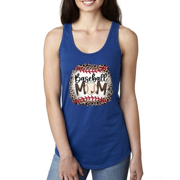Baseball Mom Jaguar Print Sports Ladies Racerback Tank Top, Royal, Large