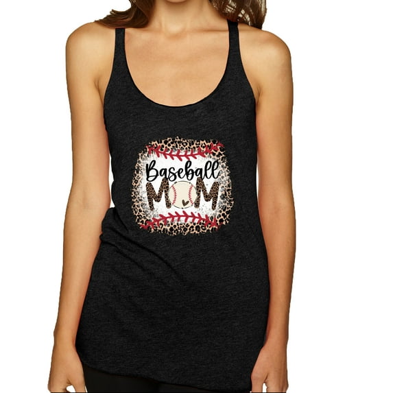 Baseball Mom Jaguar Print Sports Tri-Blend Racerback Tank Top, Vintage Black, Large