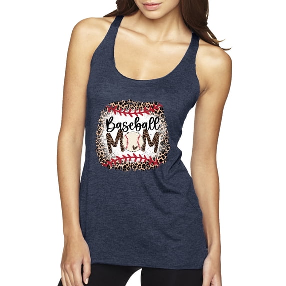 Baseball Mom Jaguar Print Sports Tri-Blend Racerback Tank Top, Vintage Navy, Small