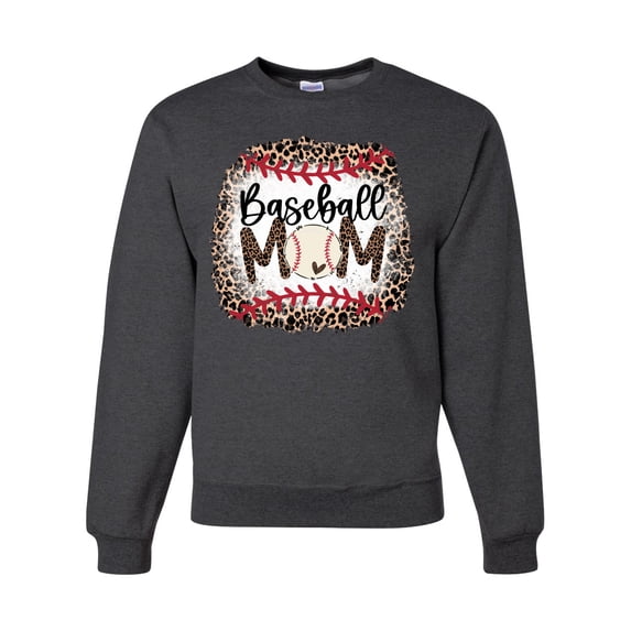 Baseball Mom Jaguar Print Sports Unisex Crewneck Graphic Sweatshirt, Heather Black, Small