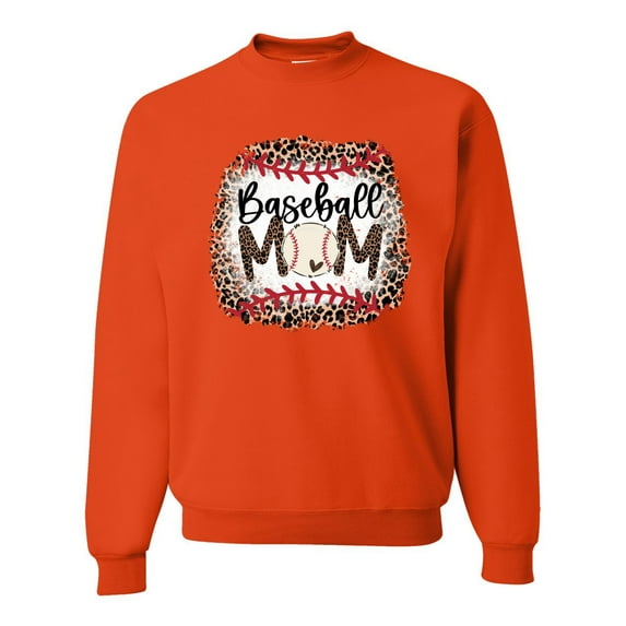 Baseball Mom Jaguar Print Sports Unisex Crewneck Graphic Sweatshirt, Orange, Large