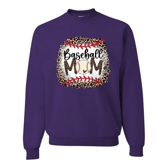 Baseball Mom Jaguar Print Sports Unisex Crewneck Graphic Sweatshirt, Purple, 3X-Large