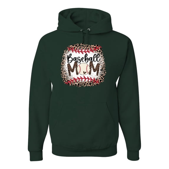 Baseball Mom Jaguar Print Sports Unisex Graphic Hoodie Sweatshirt, Forest Green, Medium