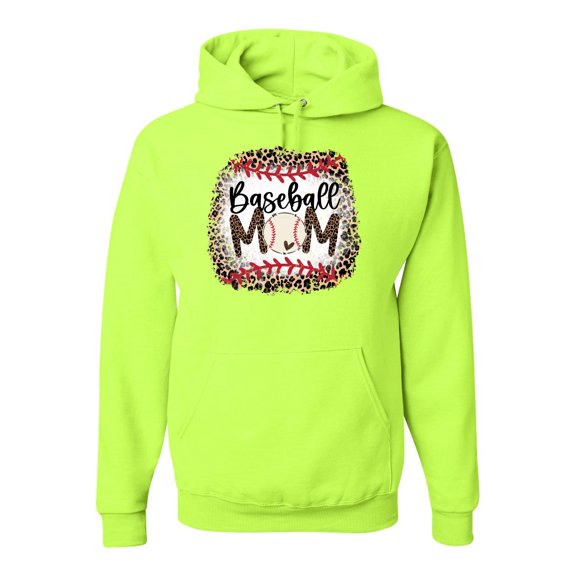 Baseball Mom Jaguar Print Sports Unisex Graphic Hoodie Sweatshirt, Safety Green, 3X-Large