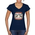 thumbnail image 1 of Baseball Mom Jaguar Print Sports Womenâ€™s Standard V-Neck Tee, Navy, Large, 1 of 5