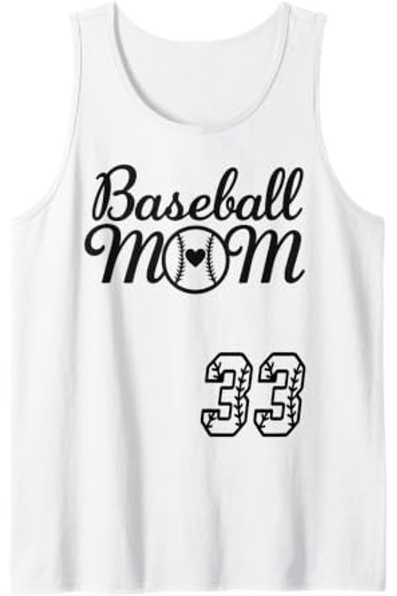 Baseball Mom Jersey 33 Baseball Favorite Player Son Fan Tank Top Size S-3XL