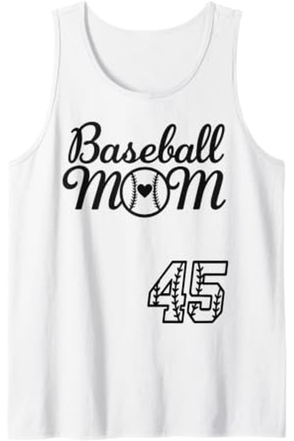Baseball Mom Jersey 45 Baseball Favorite Player Son Fan Tank Top Size S-3XL