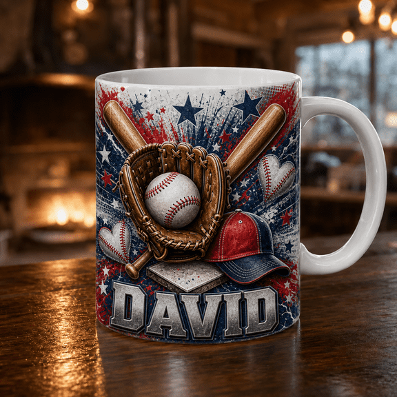 Baseball Mom Mug Personalized Name Coffee Cup, Custom Player Gift for Game Day