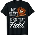 thumbnail image 1 of Baseball Mom My Heart Is On That Field T Shirt Size S-5XL, 1 of 5