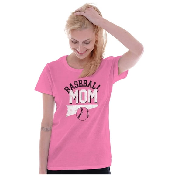 Baseball Mom Proud Sports Mother Cute Womens Slim Fit Graphic Tee Brisco Brands X