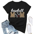 thumbnail image 1 of Baseball Mom Shirt Women Baseball Leopard Mom Letter Print Short Sleeve Softball Giaphic Tee Tops, 1 of 4
