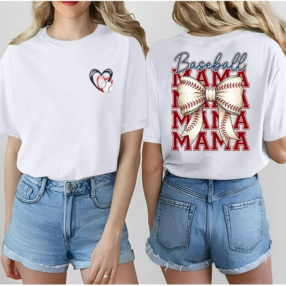Baseball Mom Shirt for Women: Funny Baseball Tee Shirt Baseball Mama Short Sleeve Casual Tee Tops