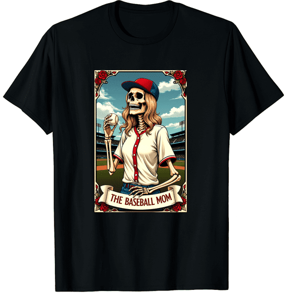 Baseball Mom Skeleton Jersey Stadium Rose Retro Short Sleeve T-Shirt For Women Men Gifts