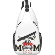 Baseball Mom Sling Bag Crossbody Hiking Travel Chest Bags Backpack Shoulder Daypack for Women Men